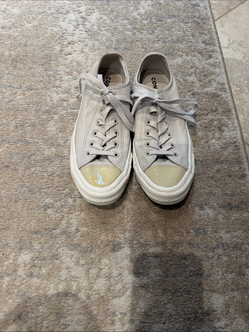 Converse Low-Top Sneakers in Light Gray with Cream Toe Caps